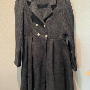 CeCe Charcoal Long Sleeve Dress with Button Detail